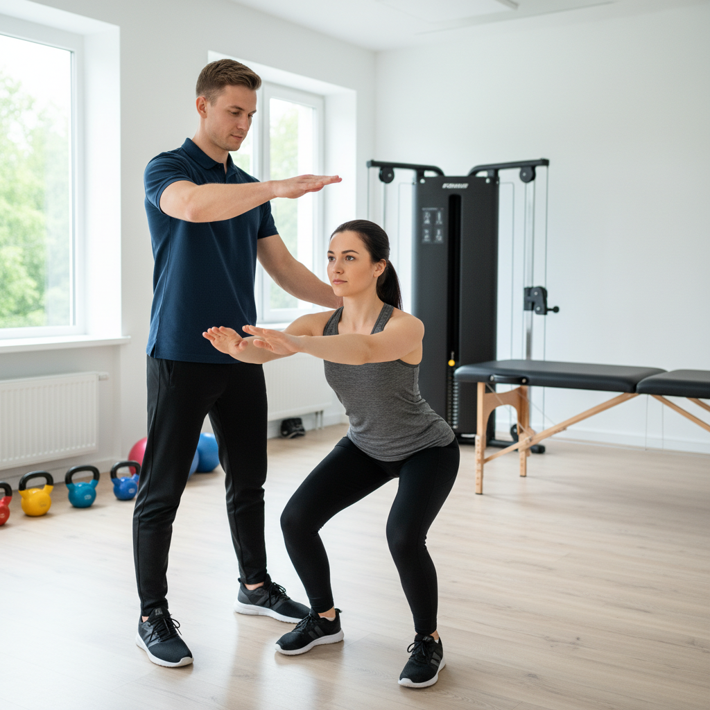 Professional physical therapist providing personalized one-on-one treatment to patient in modern Boston physical therapy clinic setting