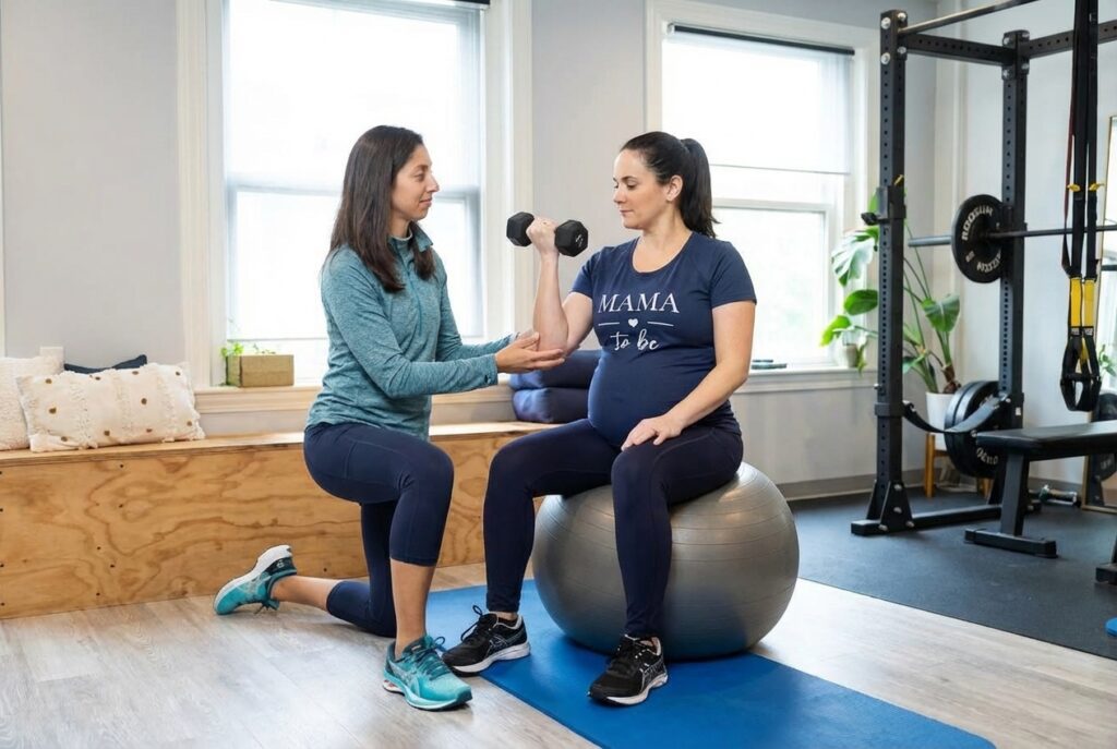 Patient working with a provider at a pelvic floor physical therapy clinic in Boston